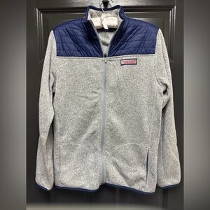 Vineyard Vines Sweater Fleece Full Zip Gray Blue Jacket XL